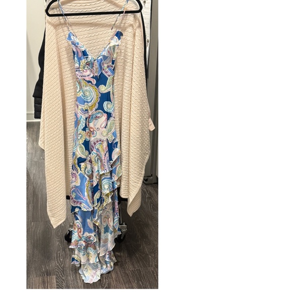 Milly Edra Paisley Ruffle Maxi Dress Blue Multi | Size 2 - Picture 5 of 15